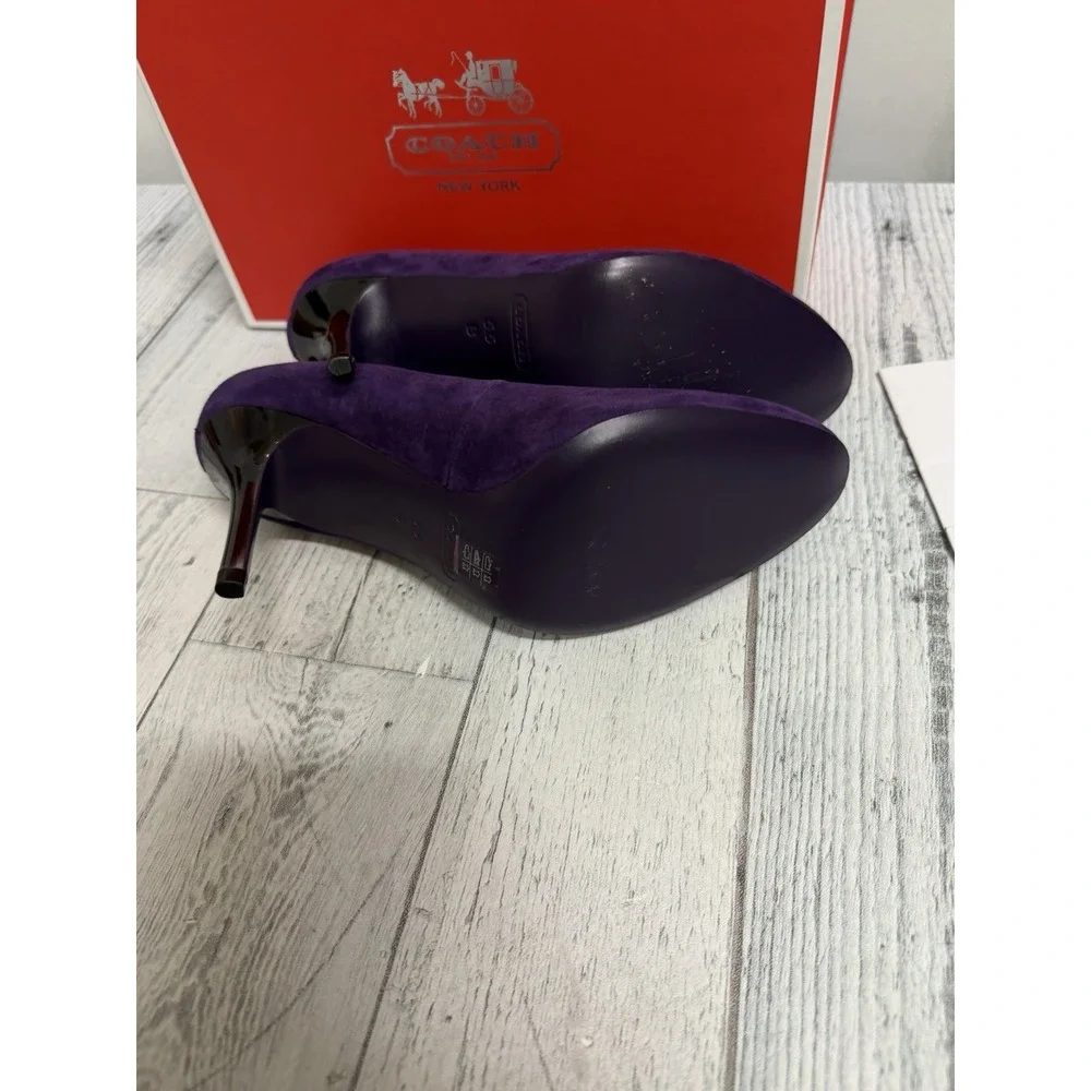 Coach Nala Size 5.5B Womens Purple Stiletto Heels Kid Suede Leather Deep Plum